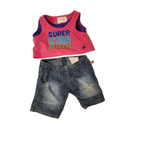 Build-a-Bear Workshop Super Star Athlete Tank Top and Denim Jeans Distressed